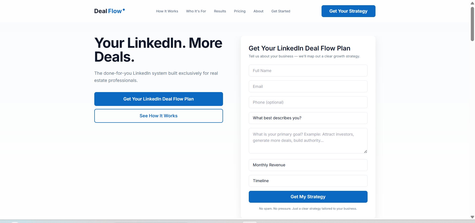 DealFlow Engines homepage screenshot