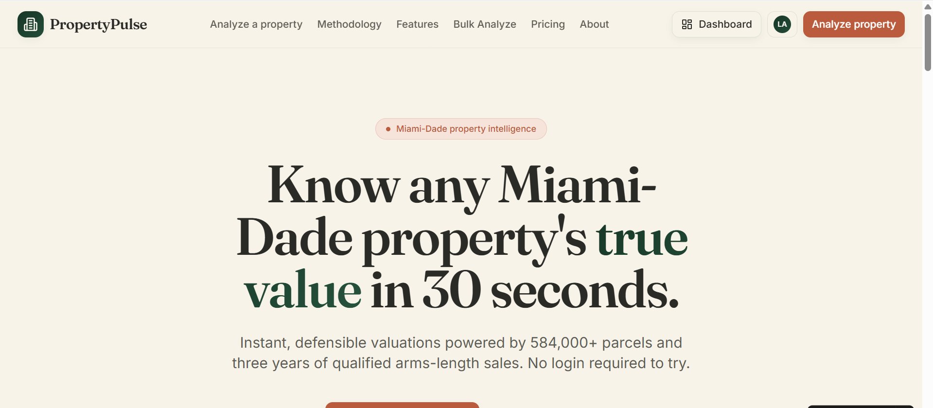 PropertyPulse homepage screenshot
