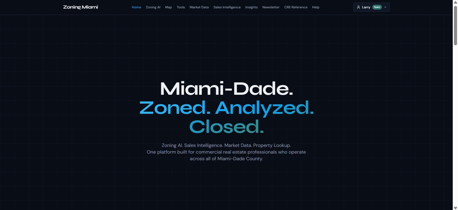 ZoningMiami homepage screenshot